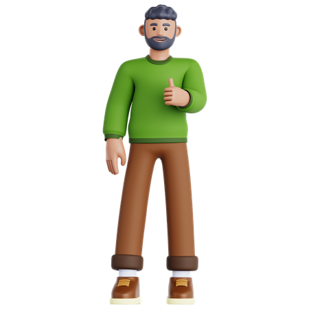 Man Showing Thumb Up  3D Illustration