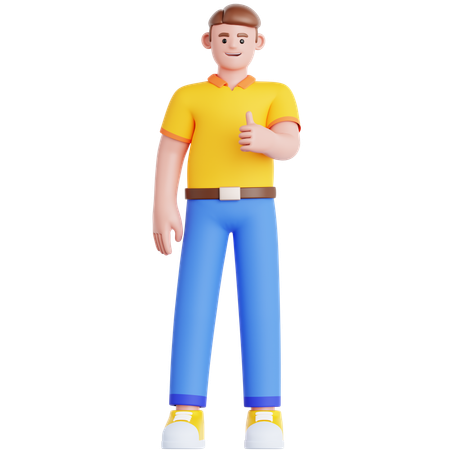 Man Showing Thumb Up  3D Illustration