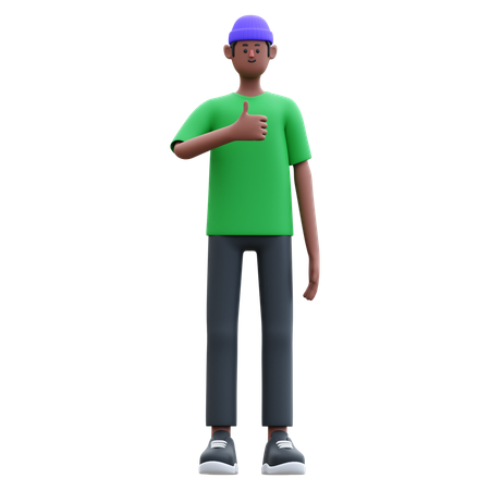 Man showing thumb up  3D Illustration