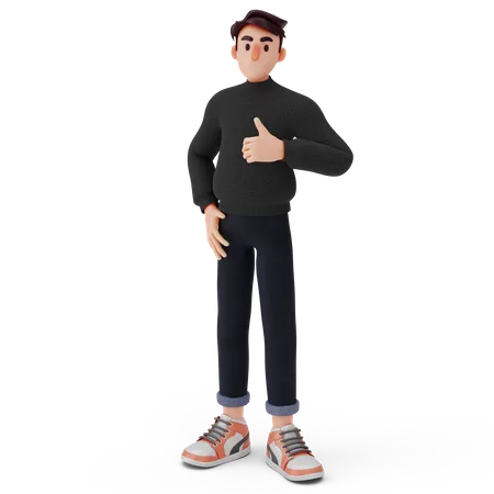 Man showing thumb up  3D Illustration