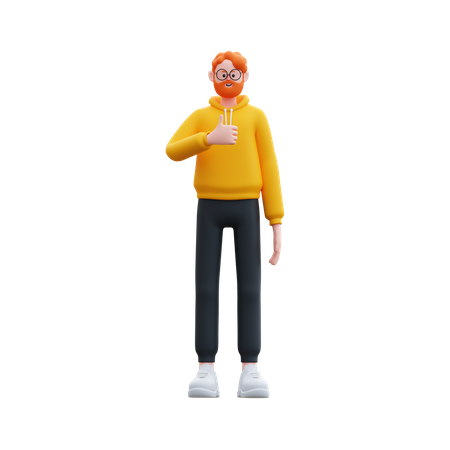 Man showing thumb up  3D Illustration