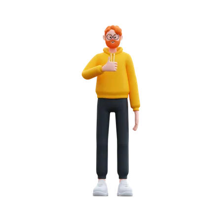 Man showing thumb up  3D Illustration