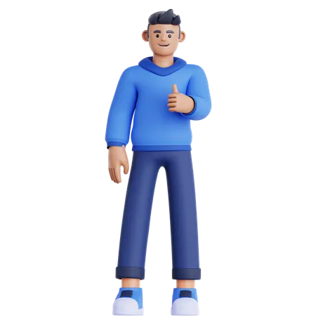 Man Showing Thumb Up  3D Illustration