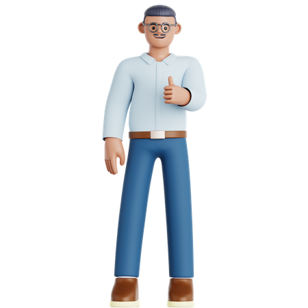 Man Showing Thumb Up  3D Illustration