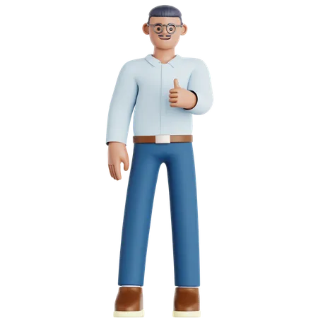 Man Showing Thumb Up  3D Illustration