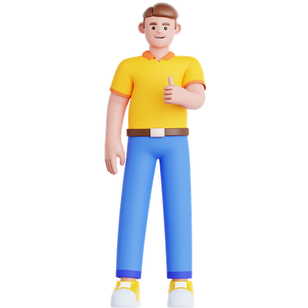 Man Showing Thumb Up  3D Illustration