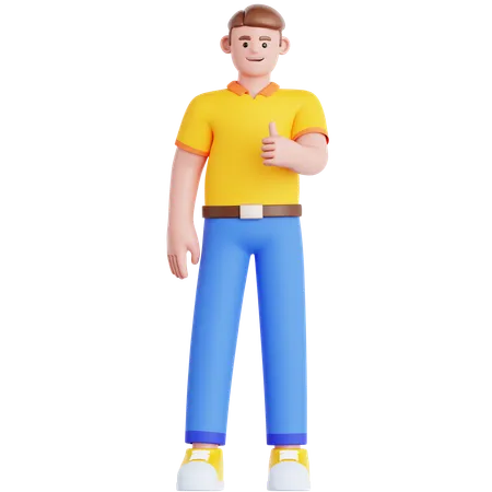 Man Showing Thumb Up  3D Illustration