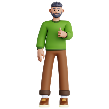 Man Showing Thumb Up  3D Illustration