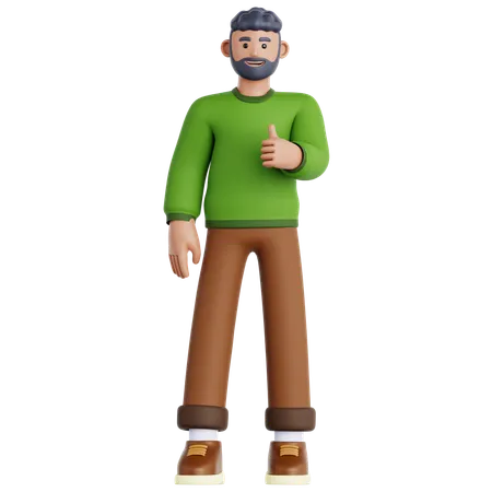 Man Showing Thumb Up  3D Illustration