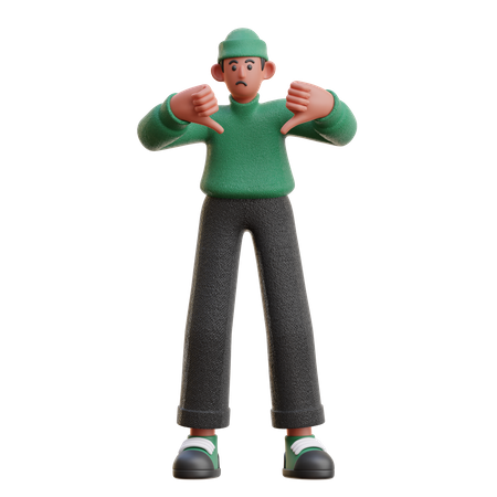 Man showing thumbs down  3D Illustration