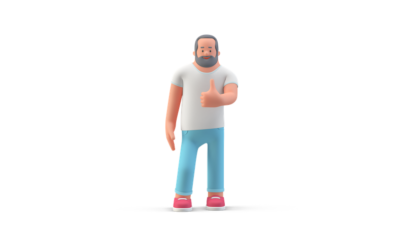 Man showing thumbs up  3D Icon