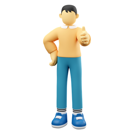 Man Showing Thumbs Up  3D Icon