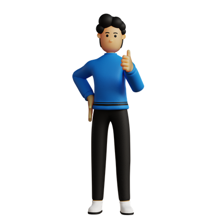 Man showing thumbs up  3D Icon