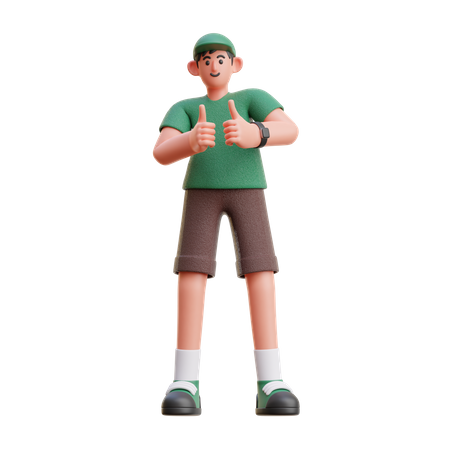Man showing thumbs up  3D Icon