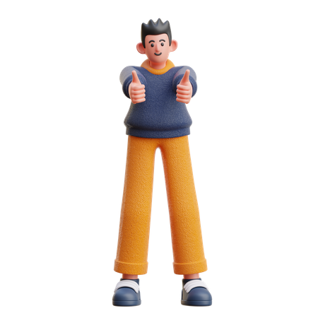 Man showing thumbs up  3D Icon