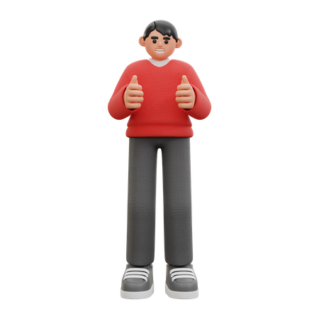 Man showing thumbs up  3D Icon