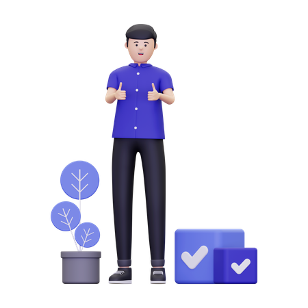Man Showing Thumbs Up  3D Icon