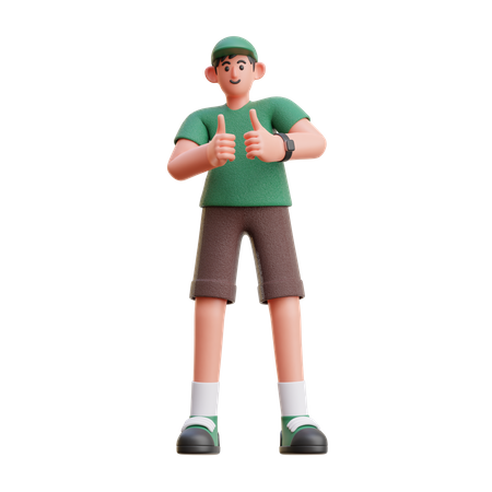 Man showing thumbs up  3D Illustration