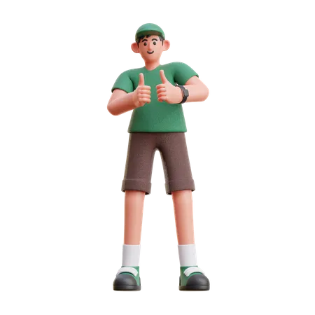 Man showing thumbs up  3D Illustration