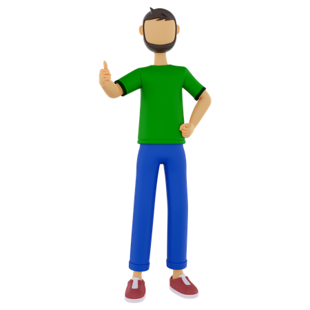 Man Showing Thumbs Up  3D Illustration