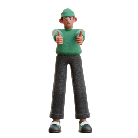 Man showing thumbs up  3D Illustration