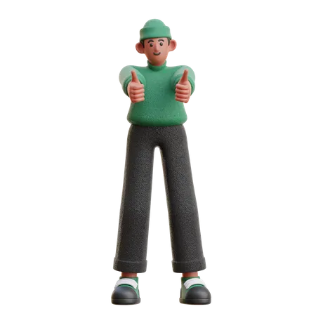 Man showing thumbs up  3D Illustration