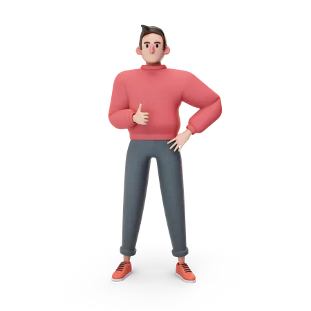 Man showing thumbs up  3D Illustration