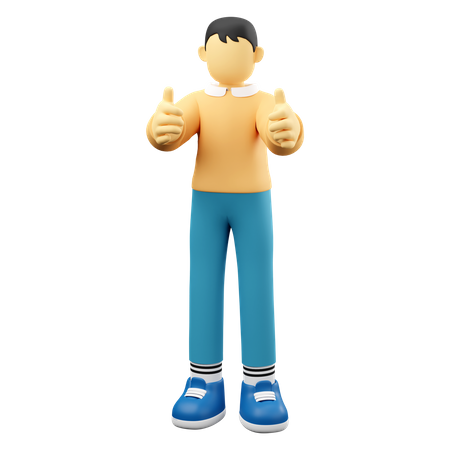 Man Showing Thumbs Up  3D Illustration