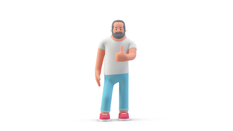 Man showing thumbs up  3D Illustration