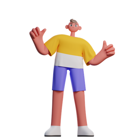 Man Showing Thumbs Up  3D Illustration