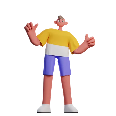 Man Showing Thumbs Up  3D Illustration