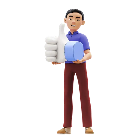 Man showing Thumbs Up  3D Illustration