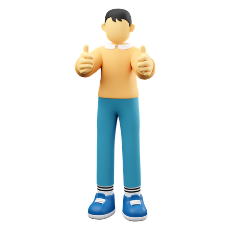 Man Showing Thumbs Up 3D Illustration
