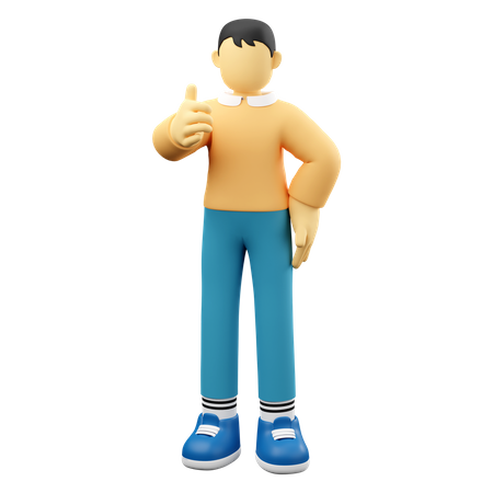 Man Showing Thumbs Up 3D Illustration