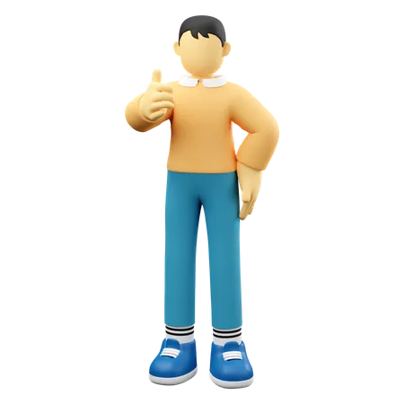 Man Showing Thumbs Up  3D Illustration