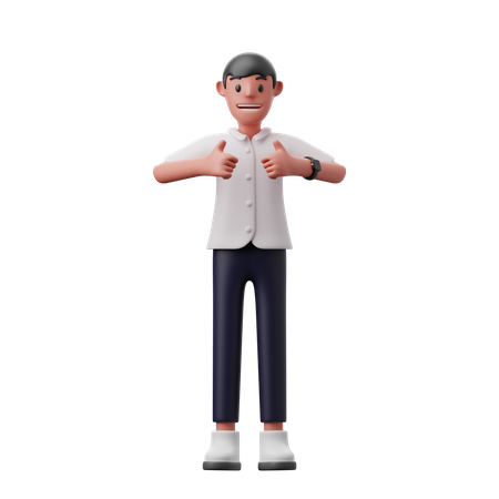 Man showing thumbs up 3D Illustration
