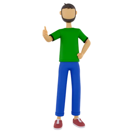 Man Showing Thumbs Up  3D Illustration