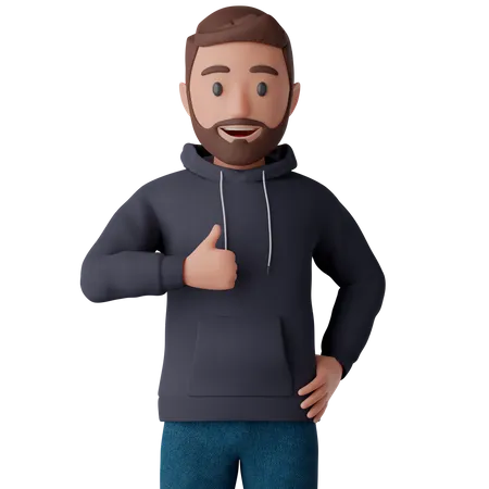 Man showing thumbs up hand gesture  3D Illustration