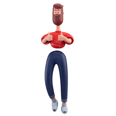 Man Showing Thumbs Up Hand Gesture  3D Illustration