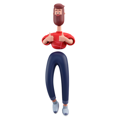 Man Showing Thumbs Up Hand Gesture  3D Icon