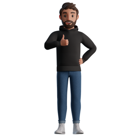 Man showing thumbs up hand gesture  3D Illustration