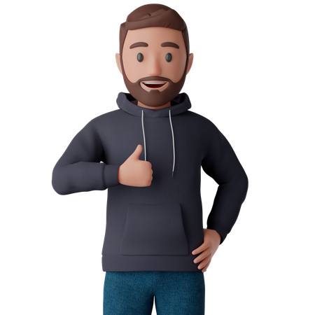 Man showing thumbs up hand gesture  3D Illustration