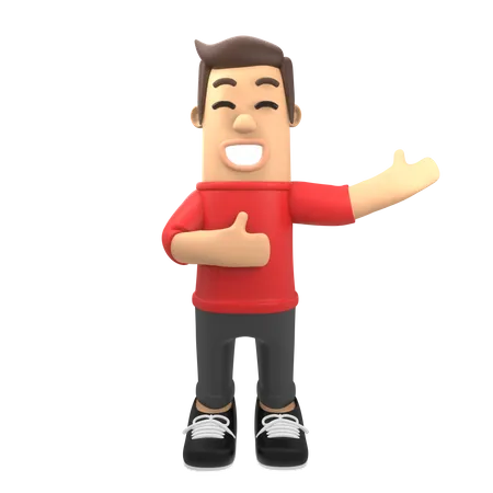 Man showing thumbs up sign 3D Illustration