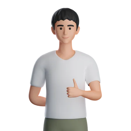 Man Showing Thumbs Up With Left Hand  3D Illustration