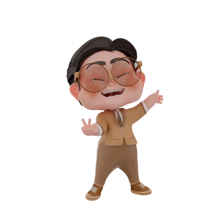 Man showing victory sign  3D Illustration