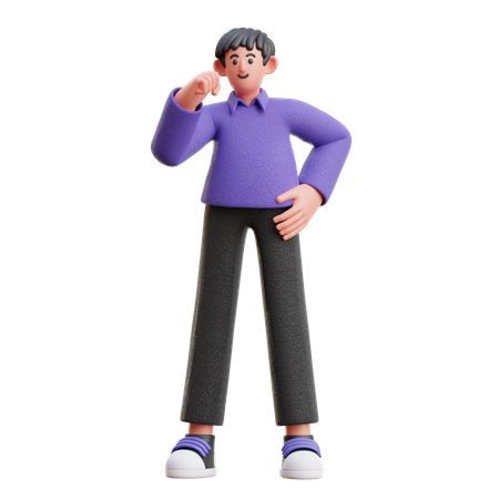 Man showing winning gesture  3D Icon