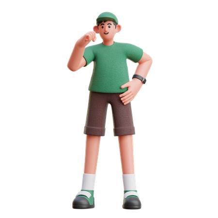 Man showing winning gesture  3D Icon