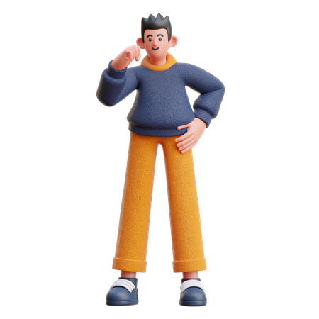 Man showing winning gesture  3D Icon