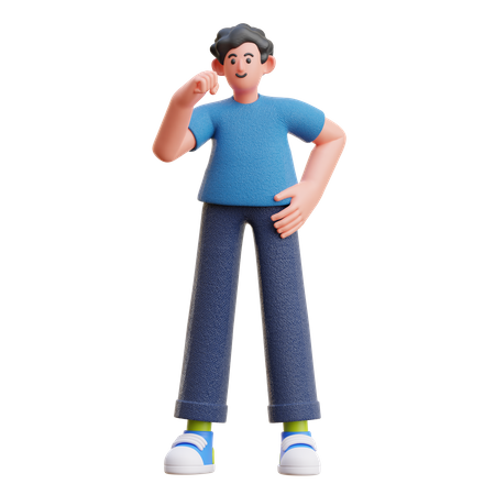 Man showing winning gesture  3D Icon
