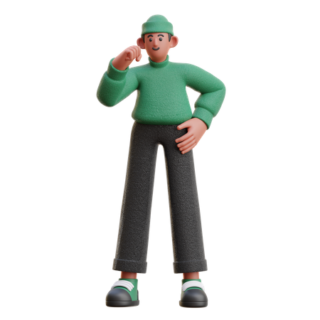 Man showing winning gesture  3D Icon